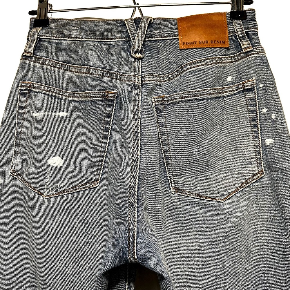 J. CREW POINT SUR Shoreditch‎ Straight Leg High Rise Jeans • 25 • blue, painted - Picture 6 of 10